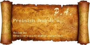 Preisich András névjegykártya